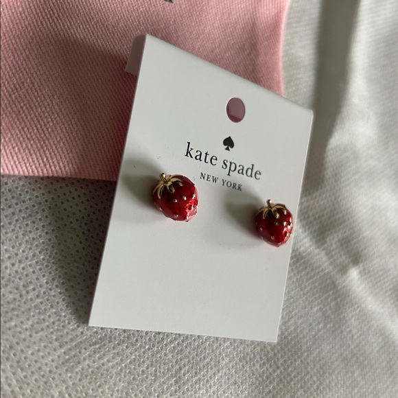 Kate Spade Picnic In The Park Strawberry Clutch Bag/ Stud Earrings Set - Picture 9 of 13
